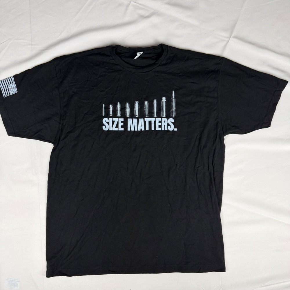 Tultex Size Matters Bullet Graphic T-Shirt Mens XXL Black Ring Spun Cotton 202